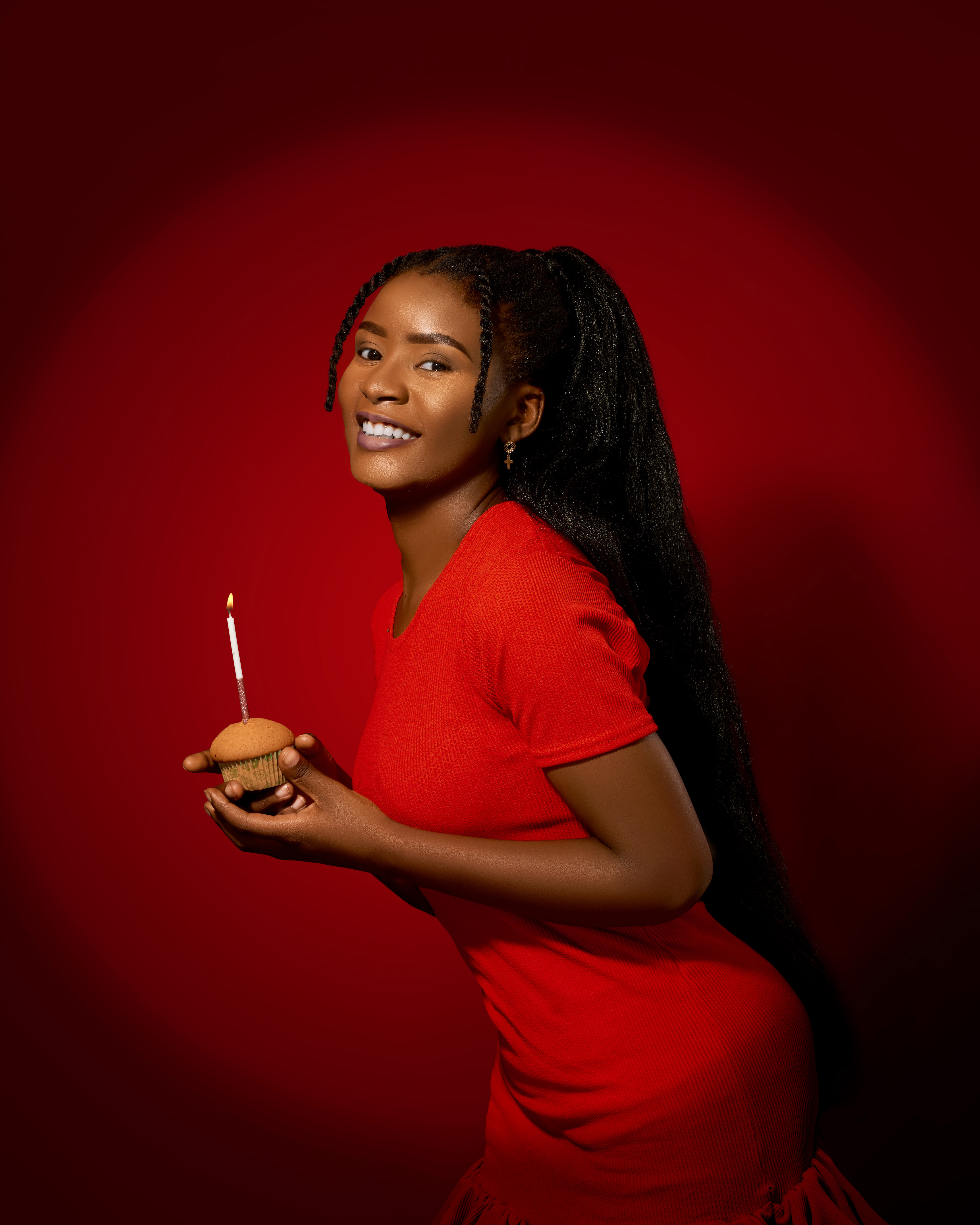 Birthday photoshoot with cupcake and candle